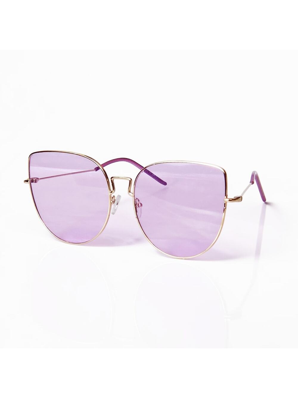 GISELLE Boutique Metallic Butterfly Winged Purple Lens Gold Metal Sunglasses